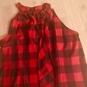 Talbots Red and Black Checkered Sleeveless Top